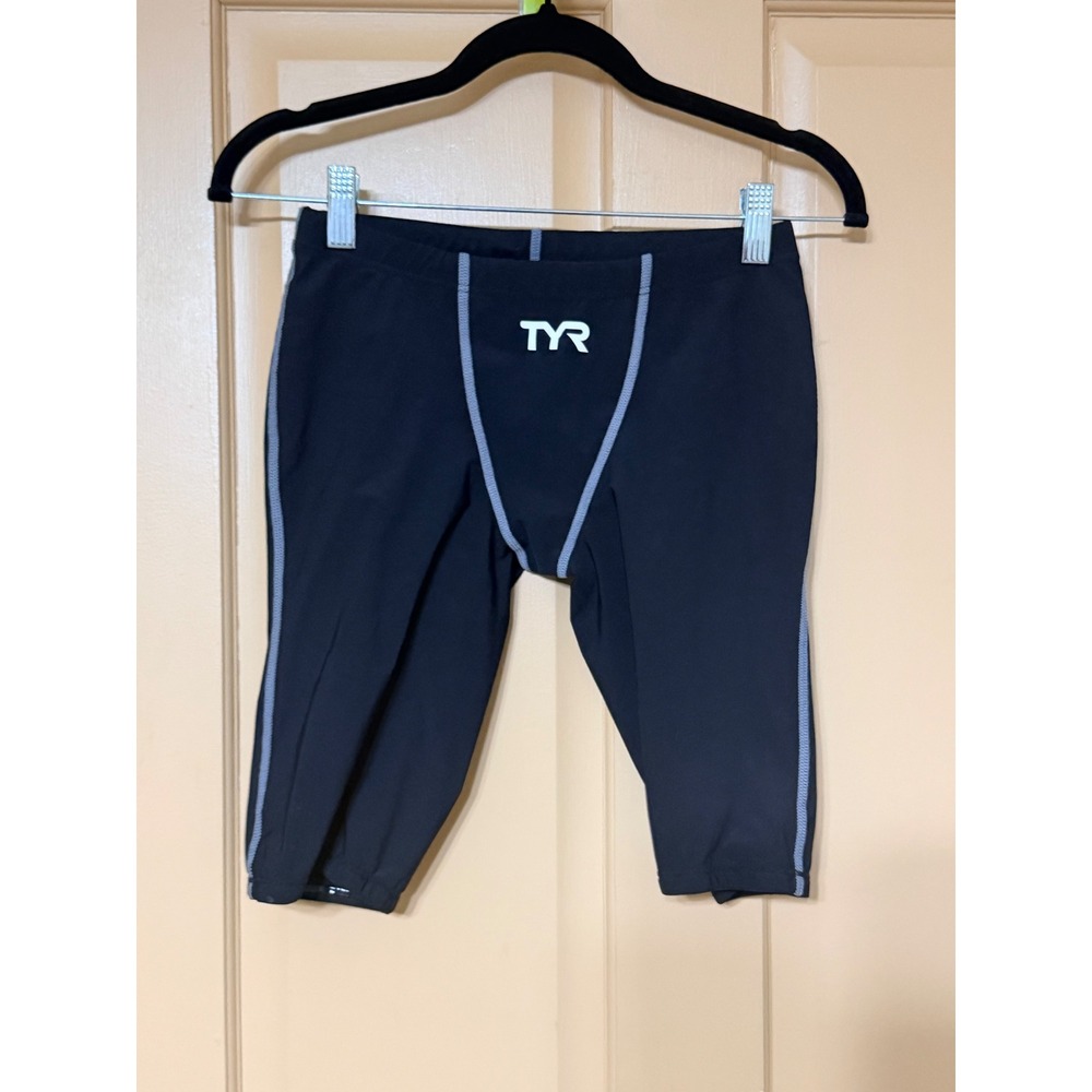 TYR Mens FINA Approved Jammer Swim Shorts Black Grey Size 30 Competitive